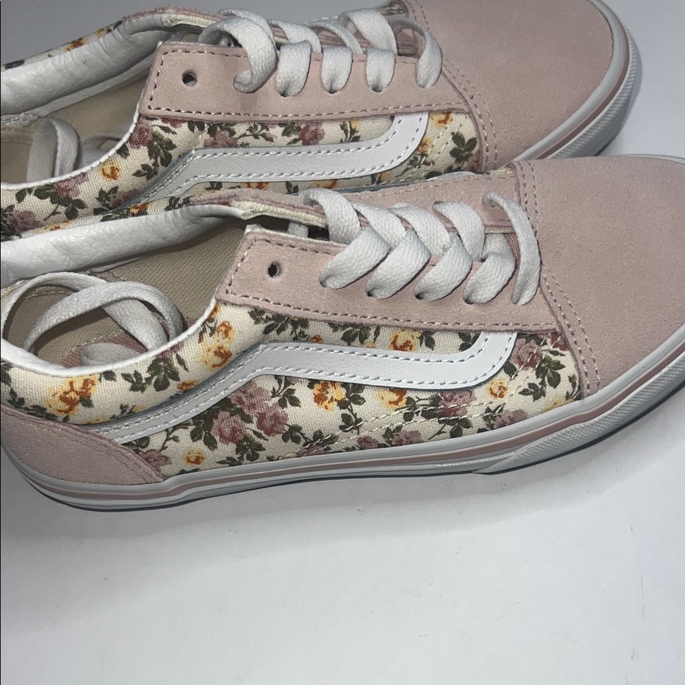 Youth Vans Blush and Floral Canvas Sneakers size 2.5